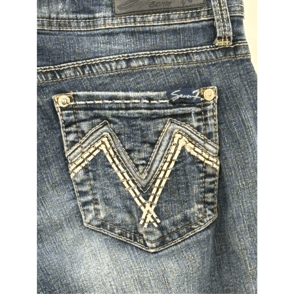 Seven7 Blue Denim Stretch Low Rise Skinny Leg Ankle Jeans Medium Rise Size 6 - Picture 8 of 11